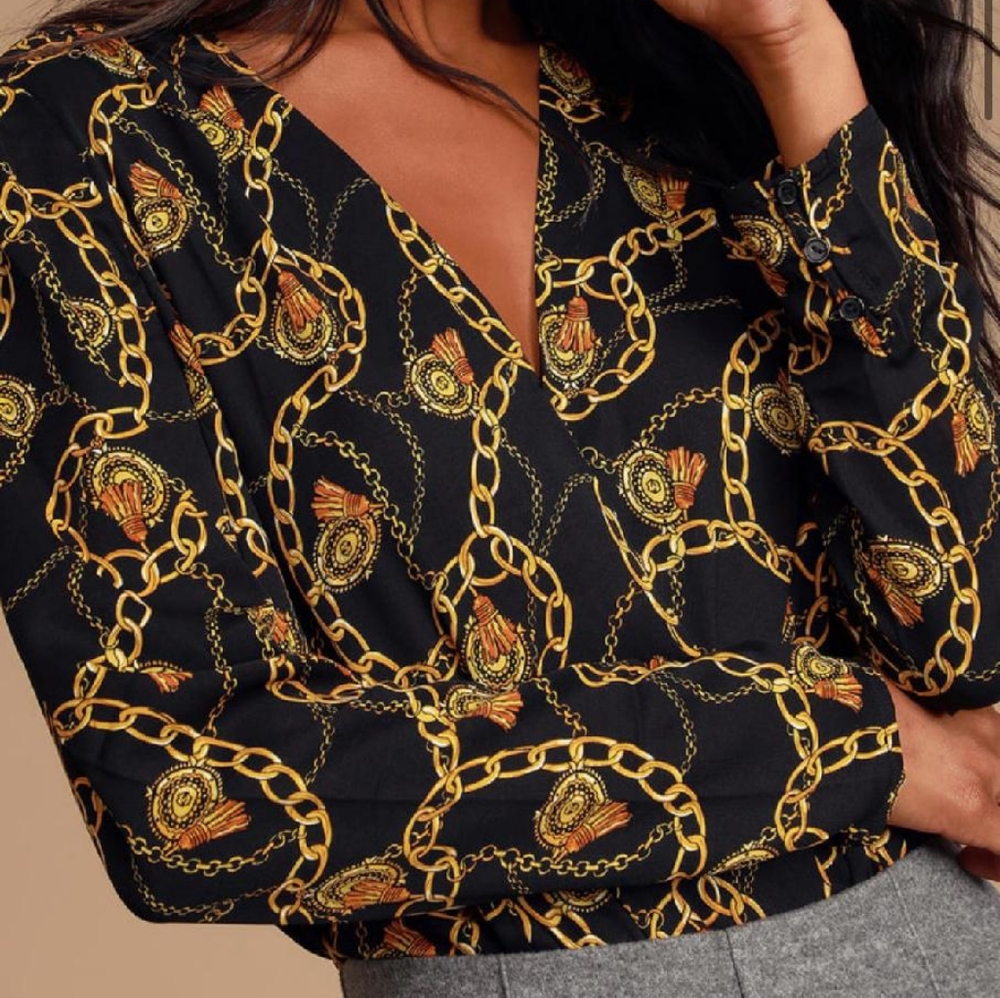 ASTR the Label Chain Reaction Print Surplice bodysuit - S